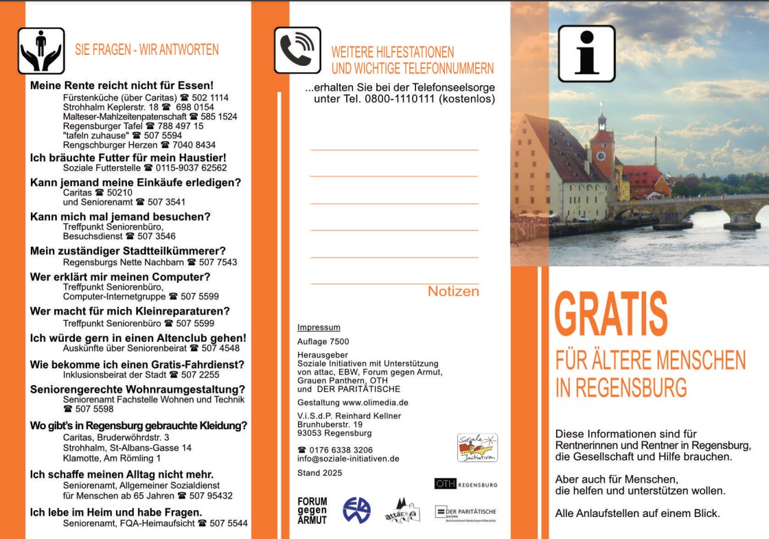 Gratis - für älteres Menschen in Regensburg, Flyer zum Downloas und Ausdrucken